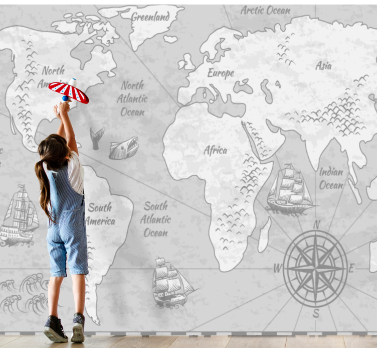 Locurile comorilor piraților pe harta lumii murale - TenStickers