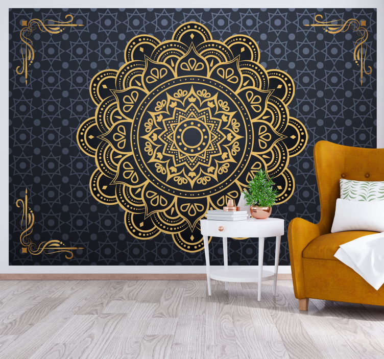 Murală de mandala aurie - TenStickers