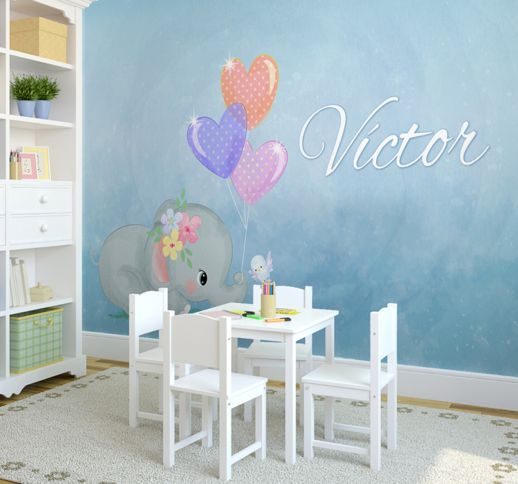 Murală personalizată pentru copii pe elefant pentru copii - TenStickers