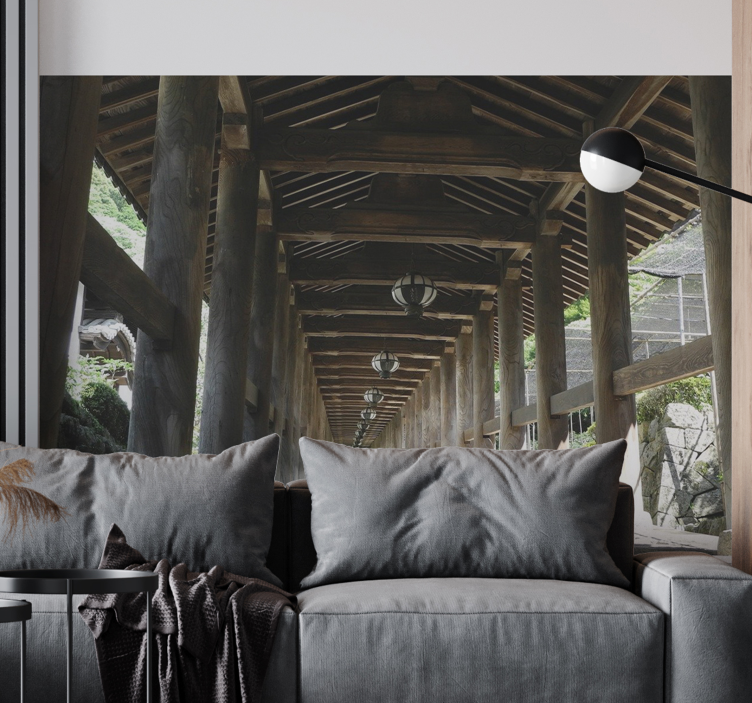 Păduri fototapet vedere pe aleea de lemn - TenStickers