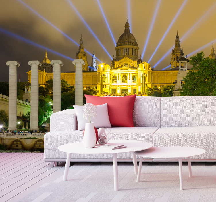 Palat montjuic noaptea murală murală - TenStickers