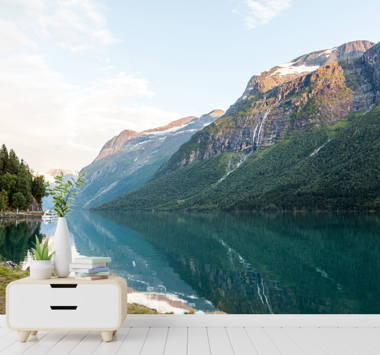 Peisaj de lemn în mura lacului de lac - TenStickers