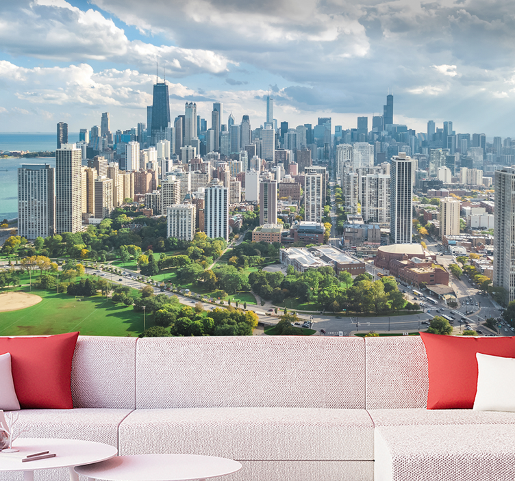 Pictură murală oraș chicago city și lincoln park - TenStickers