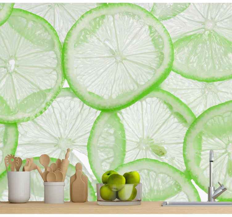 Picturi murale de flori felii proaspete de lime - TenStickers