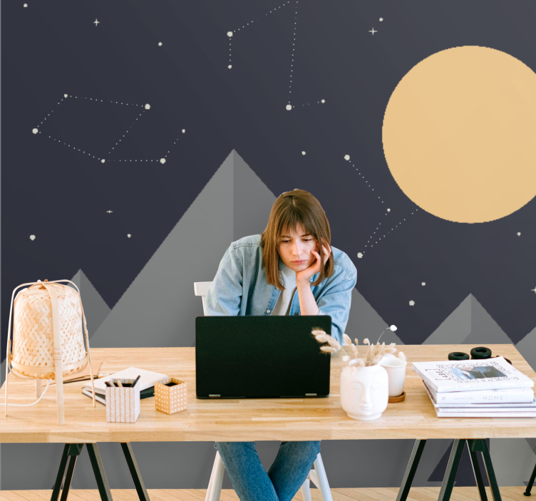 Spațiul fototapet vârfuri de munte în lumina lunii - TenStickers