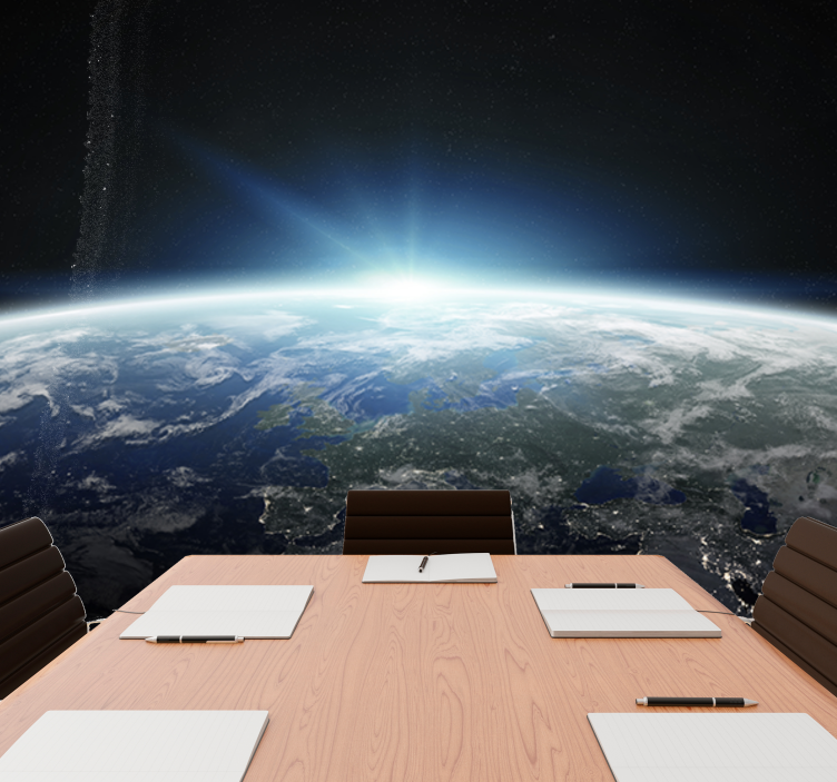 Spațiul fototapet vedere în perspectivă pământului - TenStickers