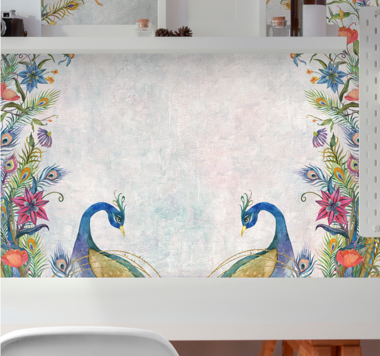 Fototapet natura stil shabby chic pauni - TenStickers