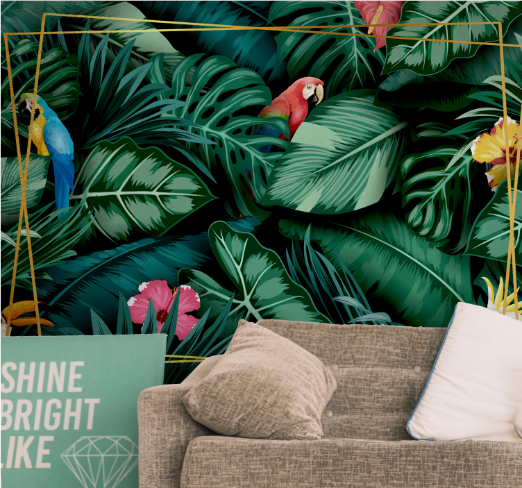 Tapet junglă habitat pentru papagali tropicali - TenStickers