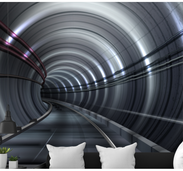 Mural de efect tunel de fier 3d - TenStickers