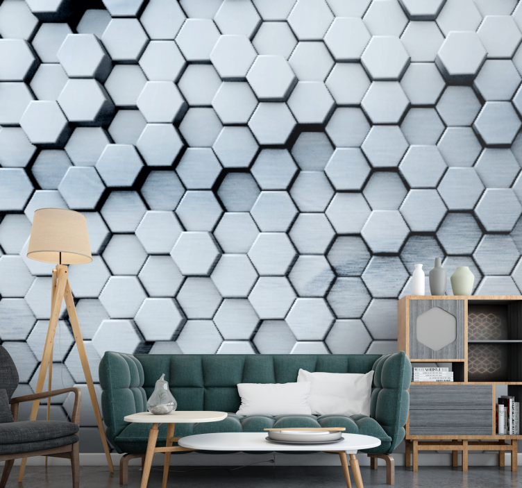 Mural hexagonal metalic 3d - TenStickers