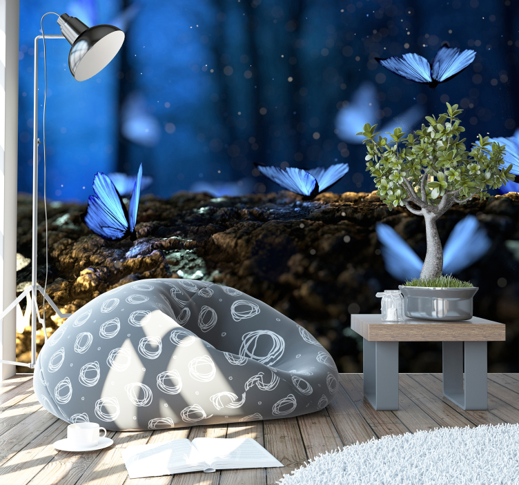 Pictură murală fluture albastră - TenStickers