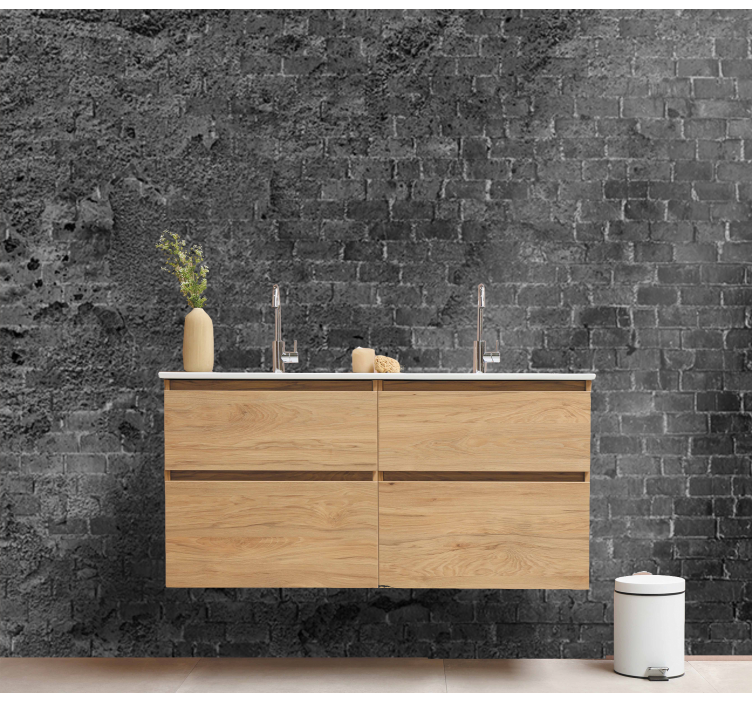 Zid de cărămidă deteriorat întunecat mural de cărămidă - TenStickers