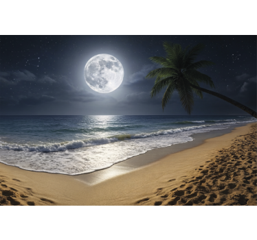 Fototapet mare lună plină ocean - TenStickers