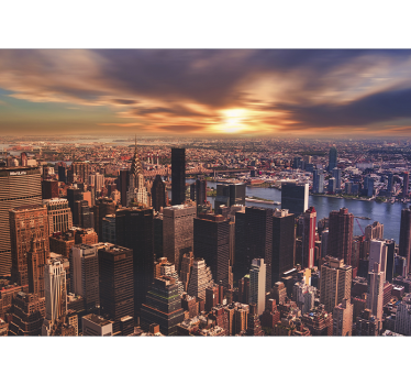 Fototapet New York panorama urbană a apusului - TenStickers