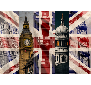 Fototapet camera de zi colaj de icoane de la londra - TenStickers