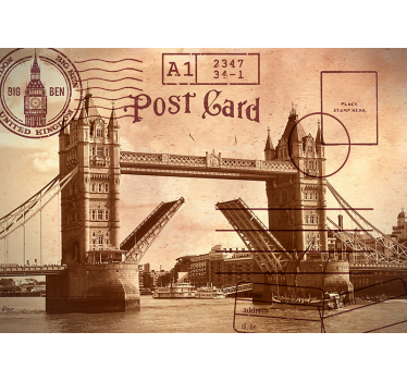 Turn de poștă carte poștală oraș mural - TenStickers