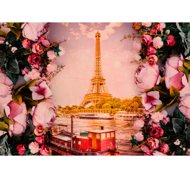 Murală de turn eiffel și flori paris - TenStickers