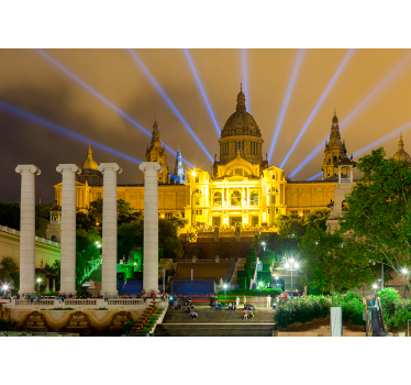Palat montjuic la noapte tapet foto - TenStickers