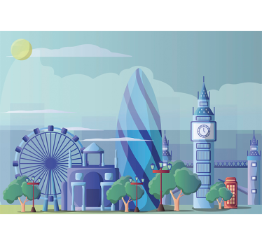Murală de dormitor pentru copii albastru london - TenStickers