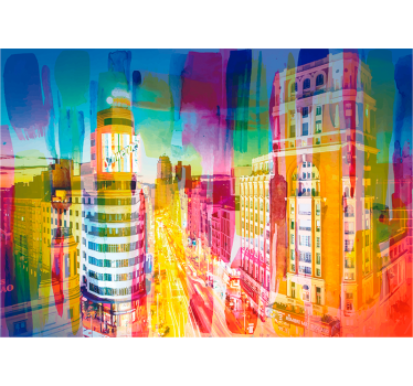 Pictură granulată prin perete din sala de mese madrid - TenStickers