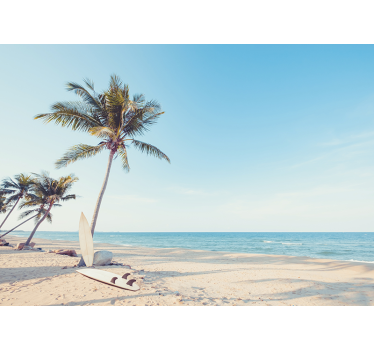 Plaja tropicala cu palmier mural peisaj - TenStickers