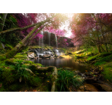 Jungla sălbatică cu murală de pădure cu cascadă - TenStickers