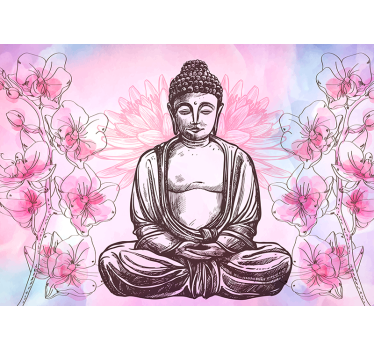 Buddha înconjurat de tapet foto zen orhidee - TenStickers