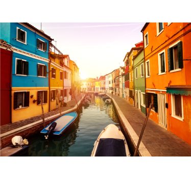 Fototapet de oraș vedere colorată la canal - TenStickers