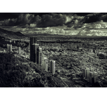Fototapet de oraș peisaj urban cu vedere la munte - TenStickers
