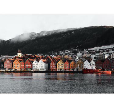 Bergen norvegia în tapet mural de iarnă - TenStickers