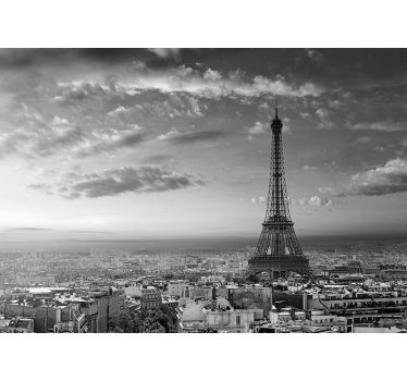 Tapet mural din turnul eiffel alb-negru la paris - TenStickers