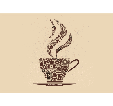 Cafea timp cana de icoane tapet mural - TenStickers