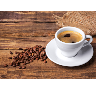 Cafea pe o masă de lemn tapet mural - TenStickers