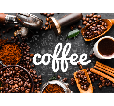 Ingrediente și ustensile de cafea tapet mural - TenStickers