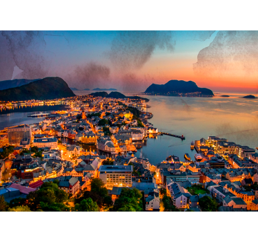 Fototapet de oraș vedere pitorească la coastă - TenStickers