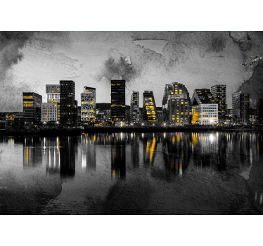 Fototapet de oraș reflecție modernă a orizontului - TenStickers