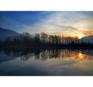 Fototapet peisaje apus de soare liniștit pe lac - TenStickers