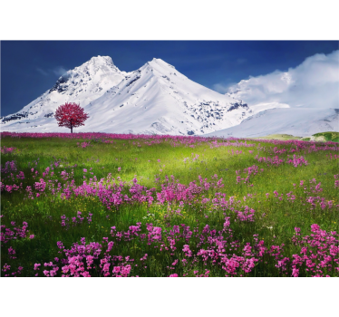 Peisaj norvegian pat de flori natura picturi murale - TenStickers