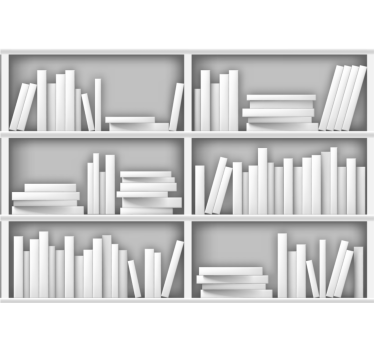 Rafturi de bibliotecă albă tapet mural modern - TenStickers