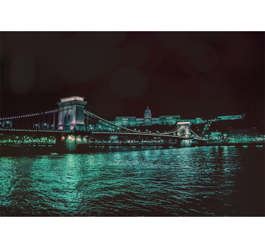 Fototapet de oraș vedere nocturnă podul lanțului - TenStickers