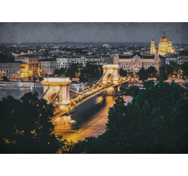 Fototapet de oraș peisaj nocturn podul lanțului - TenStickers