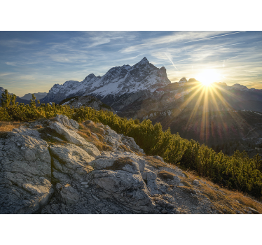 Soare în munți căsătorie fotografie tapet - TenStickers