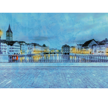 Fototapet de oraș priveliște de pe malul zurich-ului - TenStickers