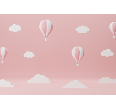 Baloane plutesc fototapetpentru copii de culoare roz - TenStickers