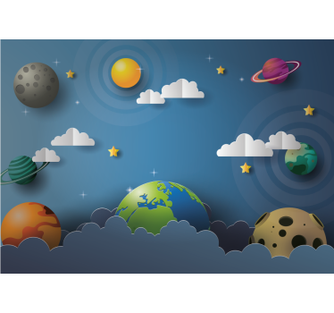Desene animate planete în linie fototapetcopii - TenStickers