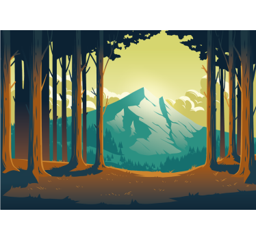 Muntele fototapet pădure montană scenică - TenStickers