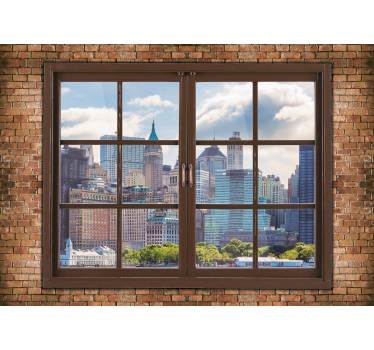Fereastră transparentă tapet mural manhattan new york - TenStickers