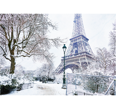 Fototapet paris turnul eiffel în zăpadă - TenStickers