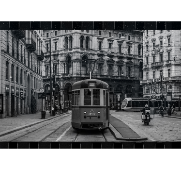 Fototapet de oraș intersecție istorică de tramvai - TenStickers