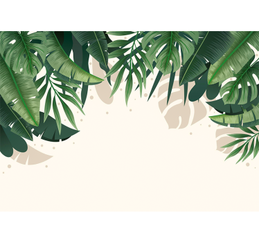 Frunzele tropicale verzi amestec tapet mural modern - TenStickers